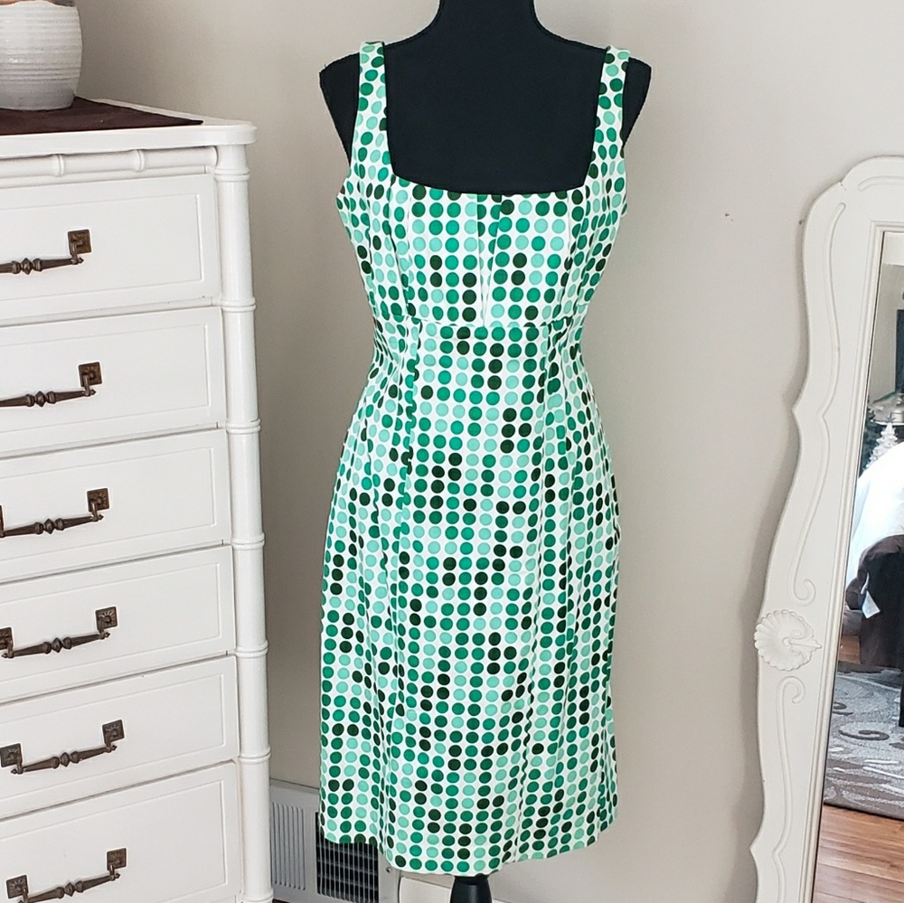 EUC Calvin Klein green polka dot dress